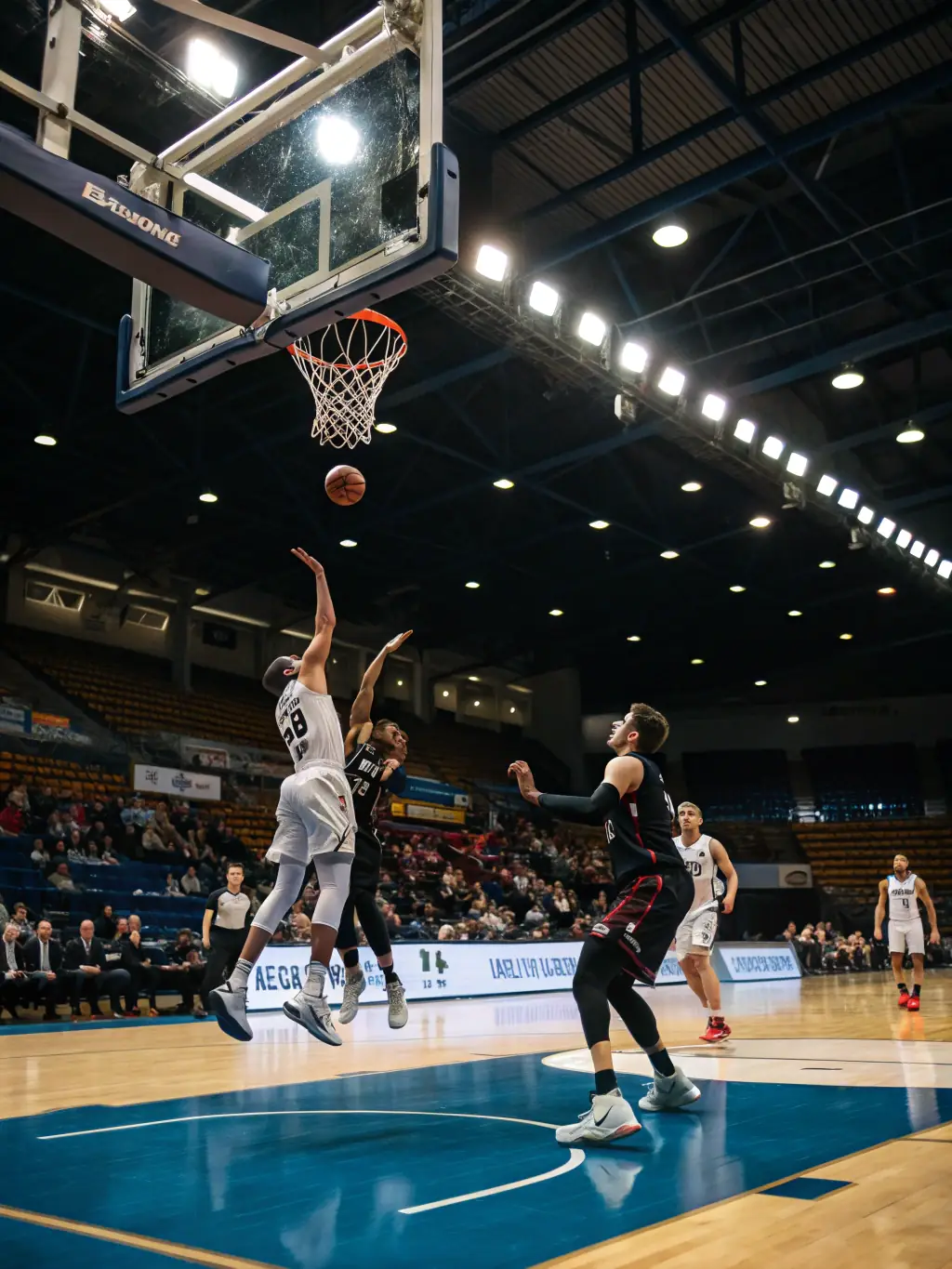 A dynamic image of athletes participating in a basketball game, emphasizing the competitive spirit and physical activity promoted by ASSOCIATION SPORTIVE DE ST JUST.