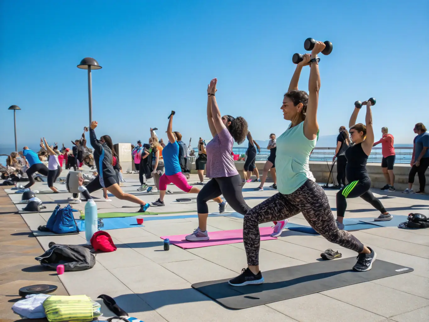An inspiring image of participants engaged in a community fitness program, highlighting the benefits of regular physical activity and social interaction.