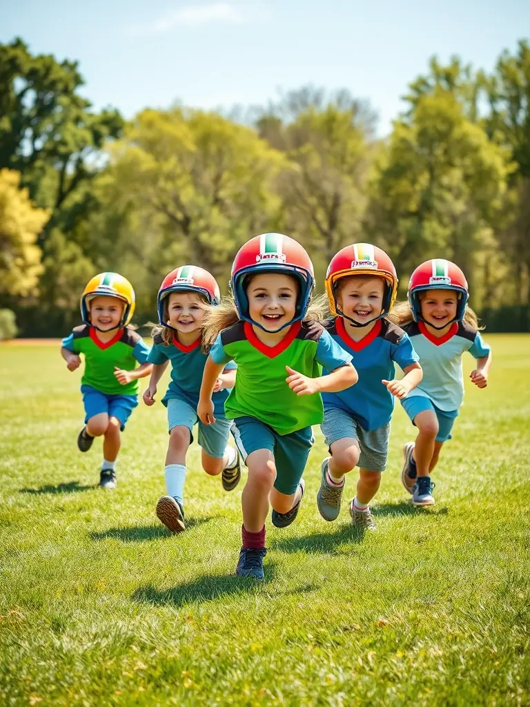 A vibrant image of young children participating in a football training session, showcasing teamwork and active engagement at ASSOCIATION SPORTIVE DE ST JUST.